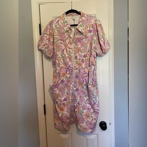 Skies Are Blue Curvy Dress with Purple and Orange Floral Design